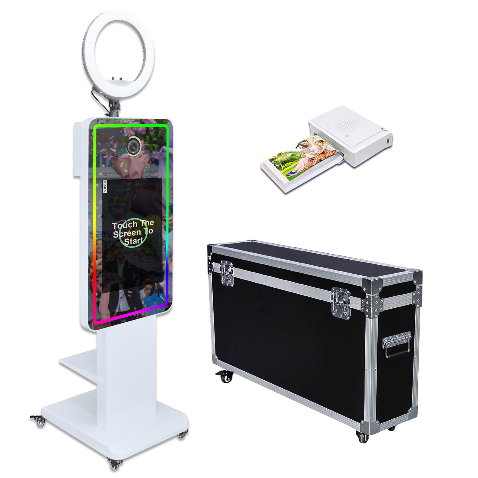 PAAFNN 21.5''LCD Touch Screen Portable Stand Selfie Photobooth Machine for Wedding Party