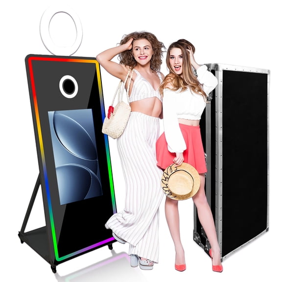 PAAFNN 32"Touch Screen Photo Booth Portable 65'' Mirror Machine Photo Booth for Wedding Party