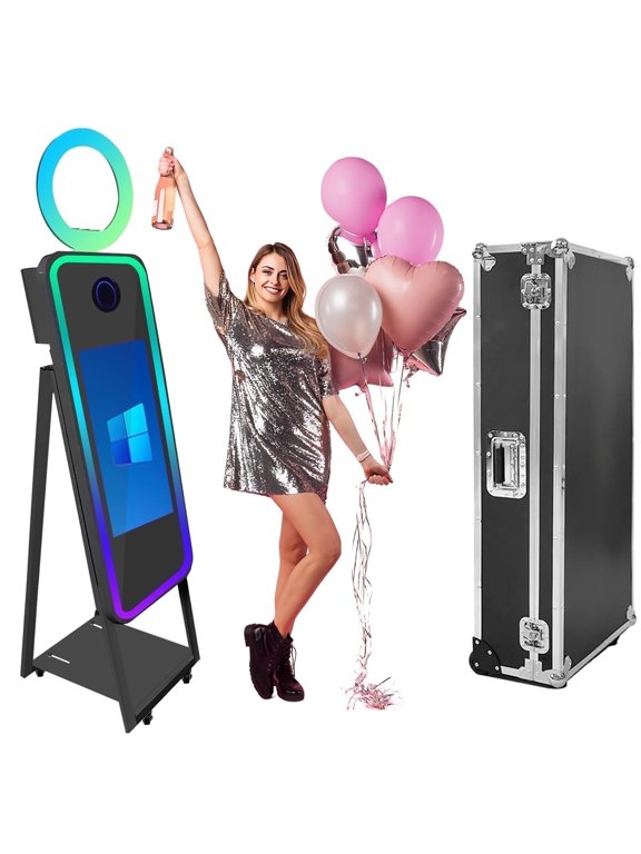 40" Ring Light with Photo Booth 21.5" Touch Screen Selfie Machine Ring Light for Wedding Party