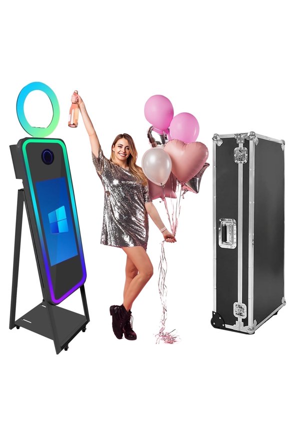 40" Ring Light with Photo Booth 21.5" Touch Screen Selfie Machine Ring Light for Wedding Party