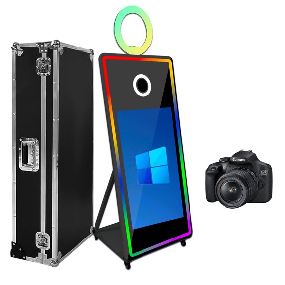 PAAFNN 65" Selfie Mirror PhotoBooth Machine 43"Touch Screen With Flight Case for Wedding Party Event