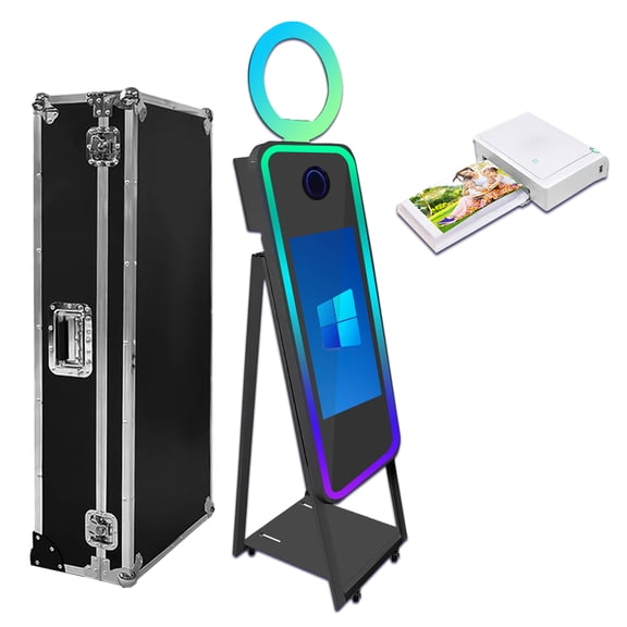 PAAFNN Portable 40"Magic Mirror Photobooth with 21.5"Touch Screen Selfie Machine for Wedding Party