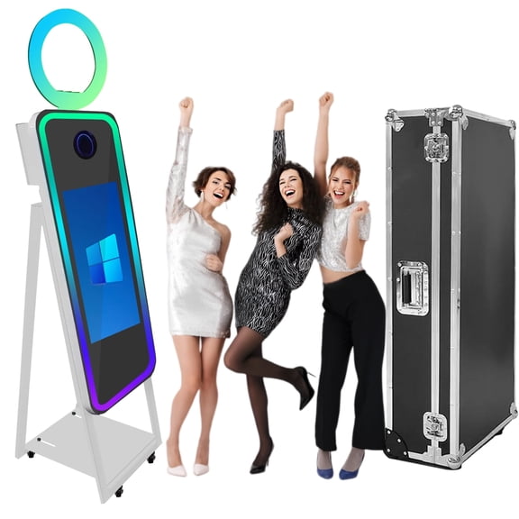 PAAFNN Portable 40"Magic Mirror Photobooth with 21.5"Touch Screen Selfie Machine for Wedding Party