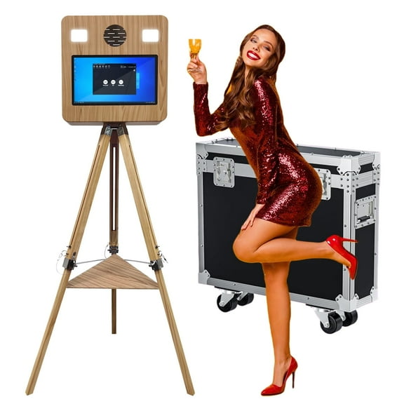 PAAFNN Portable Photo Booth with 15.6''Touch Screen Selfie Machine with Flight Case for Party