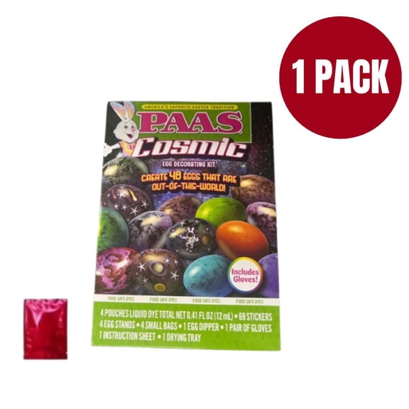 PAAS Cosmic Egg Decorating Kit (1 Pack) Bundle DIY Galaxy Easter Egg Craft Kit with 69 Stickers and Bonus LaPrima Morceau Bonbon