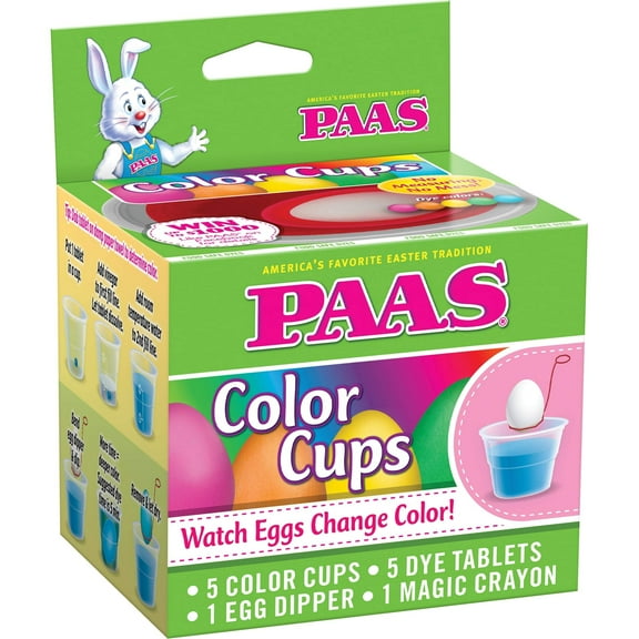 PAAS Easter Egg Color Cups - No Measuring - No Mess, Five Cups