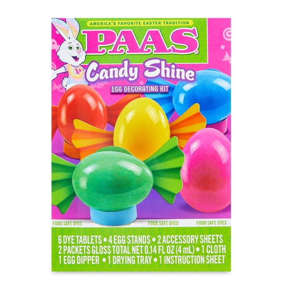 PAAS Easter Egg Decorating and Dye Kit, Candy Shine, 1 Kit, Multicolor