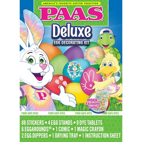 PAAS Easter Egg Decorating and Dye Kit , Deluxe Eggs , 1 Kit, Multicolor, for Children Ages 2 Years and Up