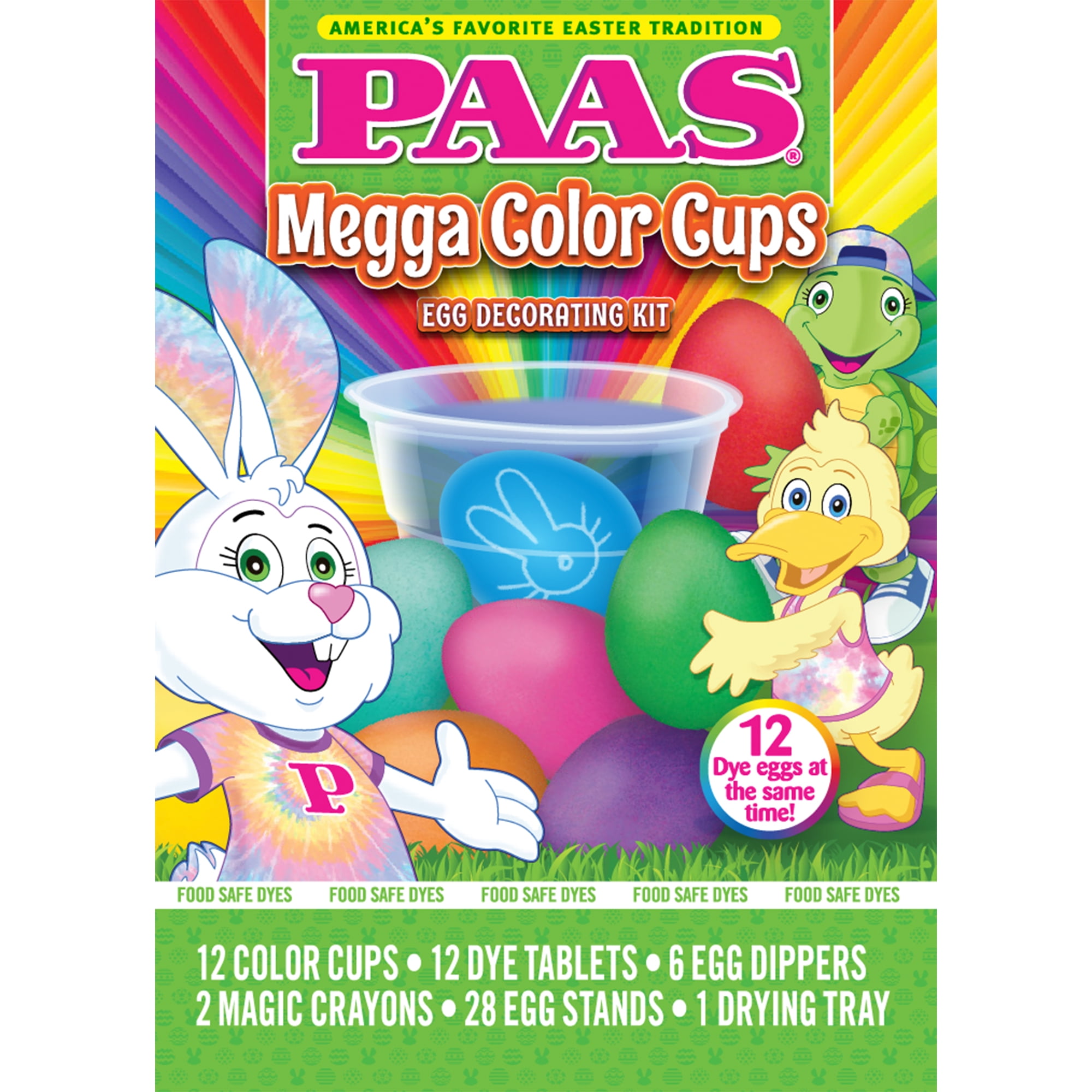 PAAS Easter Egg Decorating and Dye Kit, Megga Color Cups, 1 Kit, Multicolor, for Children 2 ...