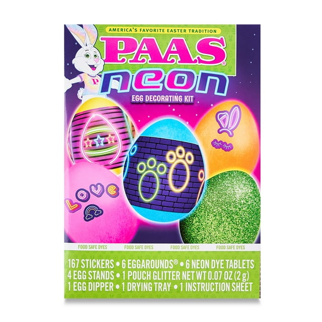 PAAS Original Neon Coloring Easter Egg Decorating & Glitter Set, 1 Kit