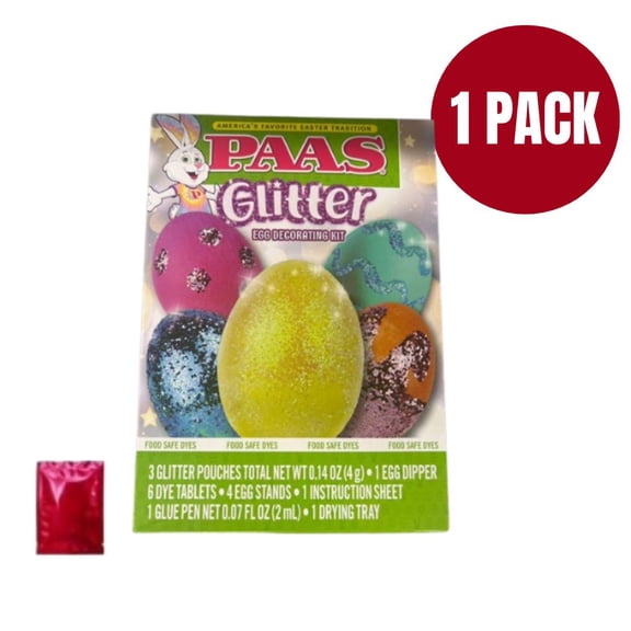 PAAS Glitter Egg Decorating Kit (1 Pack) Bundle with Sparkle Pouches, Glue Pen, and Bonus LaPrima Morceau Bonbon