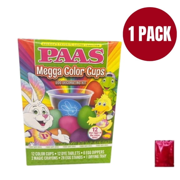 PAAS Megga Color Cups Egg Decorating Kit (1 Pack) Massive 12 Dye Cups Easter DIY Bundle with 28 Egg Stands and Bonus LaPrima Morceau Bonbon