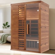 PABIMIA 2-Person Indoor Infrared Sauna, Home Sauna with 1500W Heater, WiFi & Bluetooth App Control, Single-Side Glass Partition Design