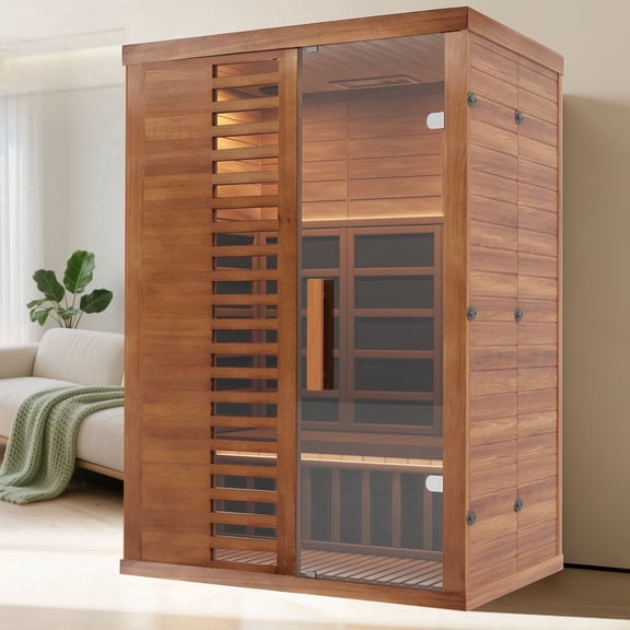 PABIMIA 2-Person Indoor Infrared Sauna, Home Sauna with 1500W Heater, WiFi & Bluetooth App Control, Single-Side Glass Partition Design