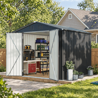 PABIMIA 8 x 8 ft Metal Outdoor Storage Shed with Lockable Double Doors