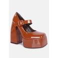 thumbnail image 1 of PABLO Tan Statement High Platform Heel Mary Jane Sandals, 1 of 4