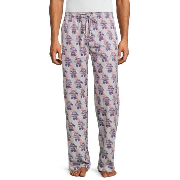 PABST Blue Ribbon Beer Distressed Logo All-over Print Cotton/Polyester Men's Sleep Pants, Sizes S-2XL