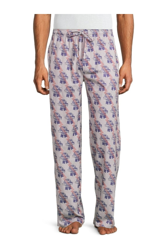 PABST Blue Ribbon Beer Distressed Logo All-over Print Cotton/Polyester Men's Sleep Pants, Sizes S-2XL