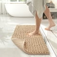 thumbnail image 1 of PABUBE Bathroom Rug, 24"x43" Luxury Chenille Bath Mat, Shag Bath Rugs, Soft and Absorbent, Machine Washable Bathroom mat, Non Slip Bath Rug for Bathroom Floor, Beige, 1 of 10