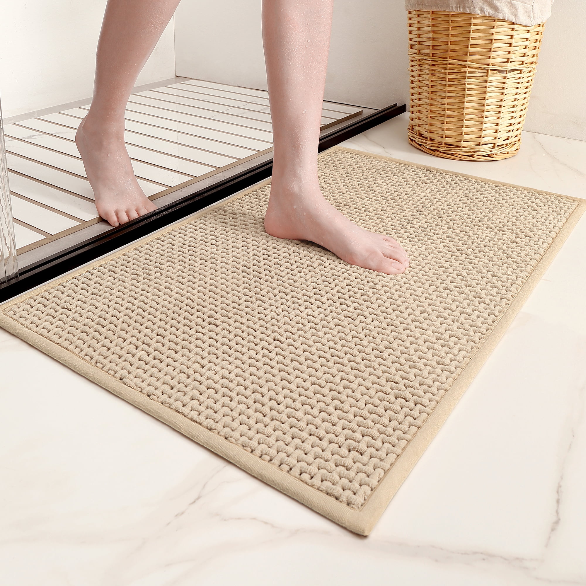 "PABUBE Absorbent NonSlip Bathroom Rug with Rubber Backing, Soft