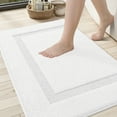 thumbnail image 1 of PABUBE Traditional Soft White Microfiber Shag Bath Mat, 24"x36", Non-Slip and Absorbent Bathroom Rug for Bathroom Floor, Quick Dry, Machine Washable, 1 of 10
