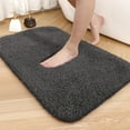 thumbnail image 1 of PABUBE Bathroom Rug Non-Slip Bathroom Mat 17"x24" Shag Bath Rugs w/1.6" Microfiber, Absorbent Bath Mat, Machine Washable, Dark Gray, 1 of 9