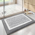 thumbnail image 1 of PABUBE Bathroom Rug, Soft Absorbent Bathroom Mat and Bath Mat, Premium Microfiber Shag Bath Rug Machine Washable (20"x32",Gray and White), 1 of 9