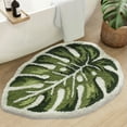 thumbnail image 1 of PABUBE Monstera Leaf Bathroom Rug, 24"x32", Cute Green Plush Bath Mat, Fluffy Soft & Absorbent, Non-Slip and Machine Washable Bath Rug for Bathroom Floor, 1 of 10