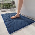 thumbnail image 1 of PABUBE Textured Blue Microfiber Bathroom Rug, 24"x36", Soft and Absorbent Bathroom Mat, Non-Slip, Machine Washable, Quick Dry Floor Carpet for Shower or Tub, 1 of 8