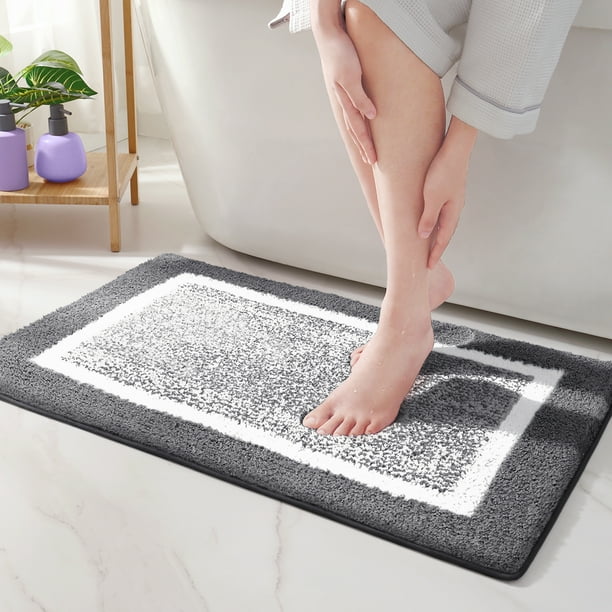 Grey and white bathroom rugs discount