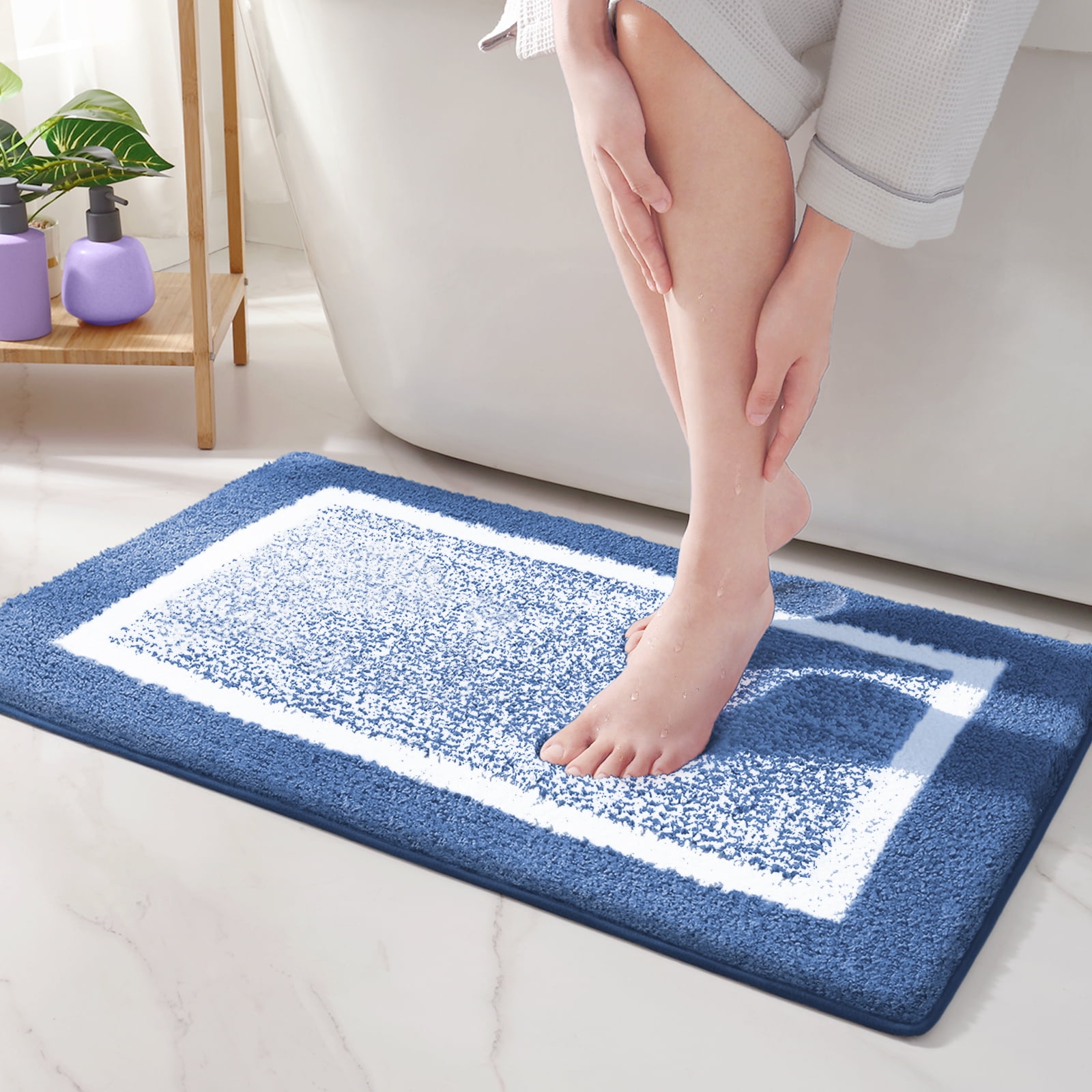 White shag 2024 bathroom rug