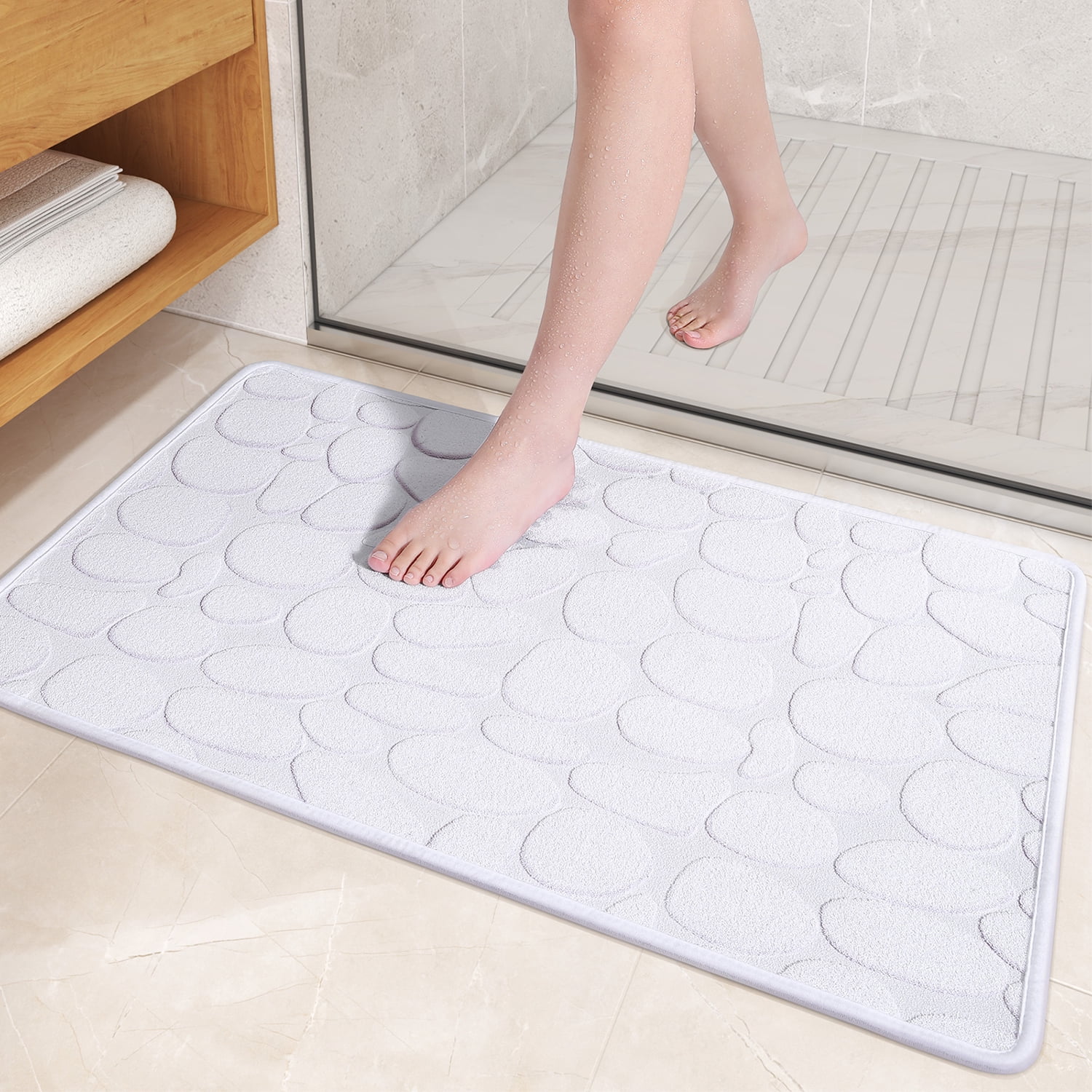 PABUBE Non Slip Bathroom Rugs, Ultra Thin Bath Mats for Bathroom Floor