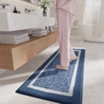 thumbnail image 1 of PABUBE Bathroom Rug, Soft Absorbent Bathroom Mat and Bath Mat, Premium Microfiber Shag Bath Rug Machine Washable (24"x43",Blue and White), 1 of 10