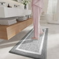 thumbnail image 1 of PABUBE Bathroom Rug, Soft Absorbent Bathroom Mat and Bath Mat, Premium Microfiber Shag Bath Rug Machine Washable (24"x59",Gray and White), 1 of 10