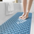 thumbnail image 1 of PABUBE Shower Mat for Bathtub, Quick Dry Bathtub Mat 16"x 39", Bath Mat for Tub with Powerful Suction Cup & Drain Holes , Soft On Feet, Non-Slip Machine Washable Tub Mat, Easy to Cut, Blue, 1 of 6