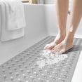 thumbnail image 1 of PABUBE Shower Mat for Bathtub, Quick Dry Bathtub Mat 16"x 39", Bath Mat for Tub with Powerful Suction Cup & Drain Holes , Soft On Feet, Non-Slip Machine Washable Tub Mat, Easy to Cut, Clear Black, 1 of 6