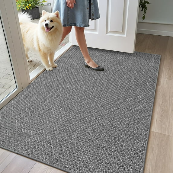 PABUBE Doormat 36"x60", Low-Profile Entry Mat Indoor Mat, Indoor Rug for Entryway, Dirt Trapper Entryway Rug, Non Slip Entry Rugs Washable Welcome Mat for Inside, Gray