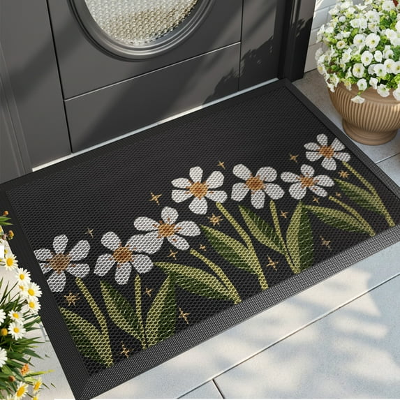 PABUBE Outdoor Doormat, Heavy Duty Non-Slip Spring Welcome Mat, Low Pile & Dirt Trapper Front Door Mat Outside, Black Patio Outdoor Mat for Front Doors, 32" x 48"