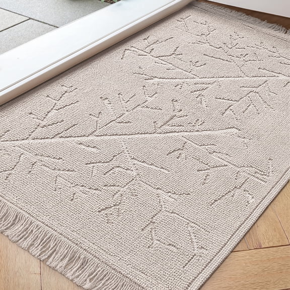 PABUBE Indoor Doormat 20" x 32", Non Slip Doormat for Inside , Low-Profile Indoor Rug for Front Doors, Machine Washable Welcome Mat for Indoor, Khaki