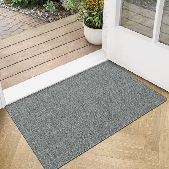 PABUBE Doormat for Inside 17"x30", Door Rug for Entryway Indoor, Dirt Trapper, Non Slip Entryway Rugs Washable Welcome Mat for Inside, Absorbent Entry Mat Low-Profile Entry Rug Indoor Doormat, Khaki