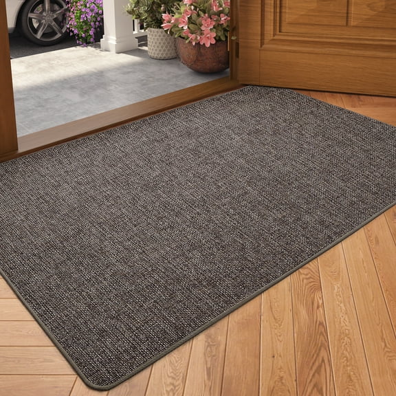 PABUBE Doormat for Inside 17"x30", Door Rug for Entryway Indoor, Dirt Trapper, Non Slip Entryway Rugs Washable Welcome Mat for Inside, Absorbent Entry Mat Low-Profile Entry Rug Indoor Doormat, Brown
