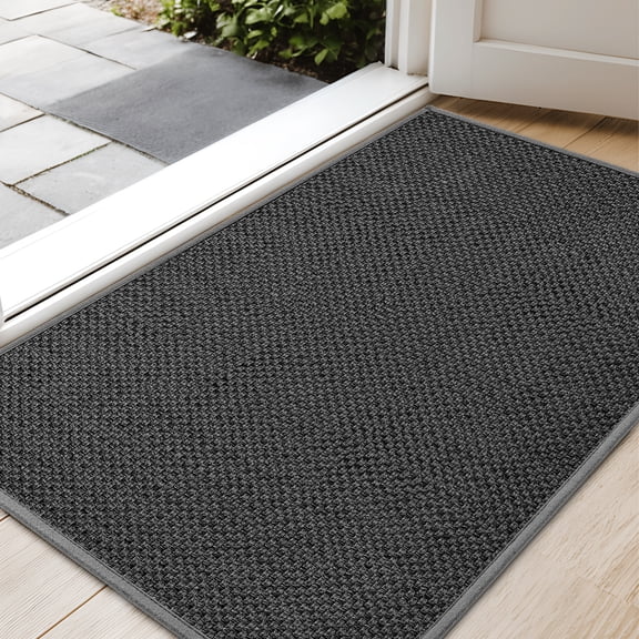 PABUBE Indoor Doormat 17" x 29", Non Slip Door Mats for Inside Washable, Front Door Entry Rug for Entryway Indoor, Dirt Trapper Absorbent Welcome Floor Mats for Home Indoor, Gray
