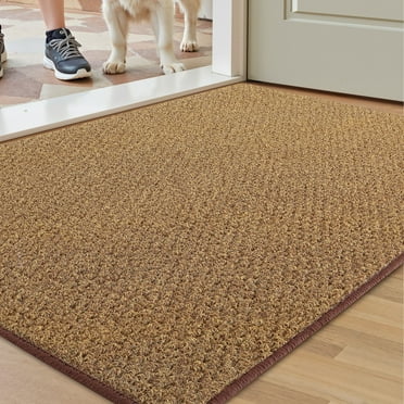 PABUBE Indoor Doormat 17" x 29", Non Slip Door Mats for Inside Washable, Front Door Entry Rug for Entryway Indoor, Dirt Trapper Absorbent Welcome Floor Mats for Home Indoor, Brown