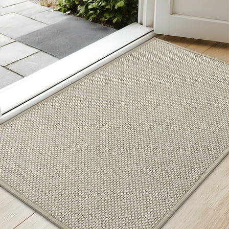 PABUBE Indoor Doormat 17" x 29", Non Slip Door Mats for Inside Washable, Front Door Entry Rug for Entryway Indoor, Dirt Trapper Absorbent Welcome Floor Mats for Home Indoor, Khaki