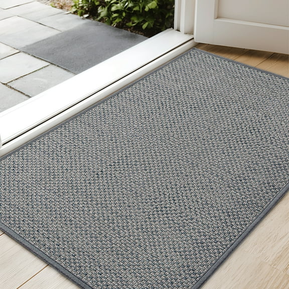 PABUBE Indoor Doormat 17" x 29", Non Slip Door Mats for Inside Washable, Front Door Entry Rug for Entryway Indoor, Dirt Trapper Absorbent Welcome Floor Mats for Home Indoor, Light Grey