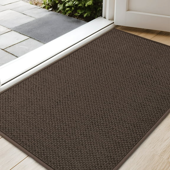 PABUBE Indoor Doormat 22" x 31", Non Slip Door Mats for Inside Washable, Front Door Entry Rug for Entryway Indoor, Dirt Trapper Absorbent Welcome Floor Mats for Home Indoor, Brown