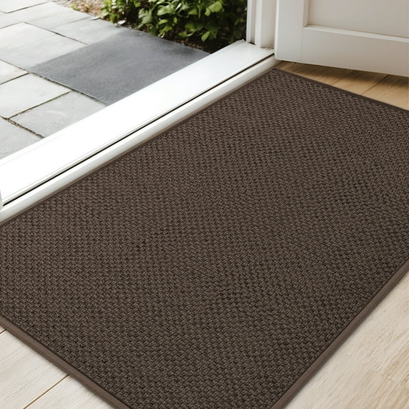 PABUBE Indoor Doormat 26" x 47", Non Slip Door Mats for Inside Washable, Front Door Entry Rug for Entryway Indoor, Dirt Trapper Absorbent Welcome Floor Mats for Home Indoor, Brown