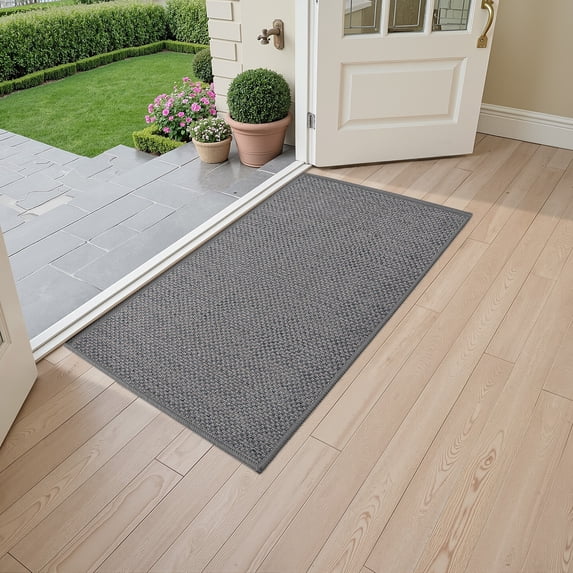 PABUBE Indoor Doormat 28" x 59", Non Slip Door Mats for Inside Washable, Front Door Entry Rug for Entryway Indoor, Dirt Trapper Absorbent Welcome Floor Mats for Home Indoor, Light Grey