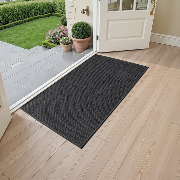 PABUBE Indoor Doormat 28" x 59", Non Slip Door Mats for Inside Washable, Front Door Entry Rug for Entryway Indoor, Dirt Trapper Absorbent Welcome Floor Mats for Home Indoor, Grey