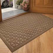 PABUBE Doormat for Inside, Durable Dirt Trapper Welcome Mat for Inside, Low Pile Indoor Doormat, Non Slip Entry Rugs for Inside, Brown, 18" x 30"